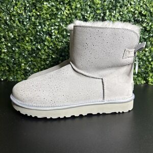 Women's Mini Bailey Bow Metallic Spots Booties Size 10 NWOB Gray